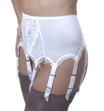 High Waist Crotchless Panty Girdle Garter Belt W 6 Adjustable Straps Metal  Clips